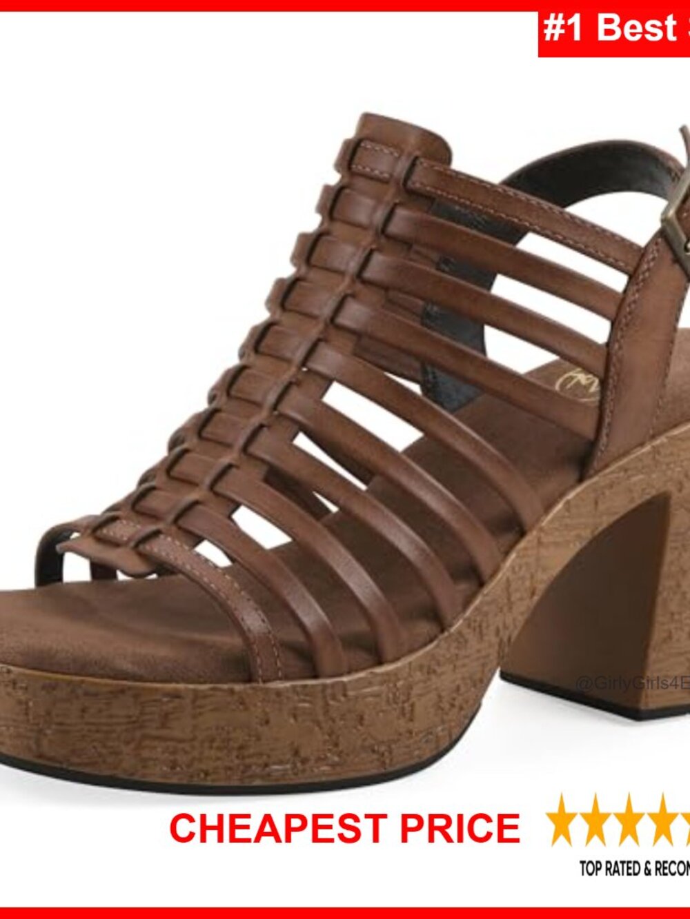 Platform Gladiator Sandal Cork Sole Adjustable Buckle Casual Evening
